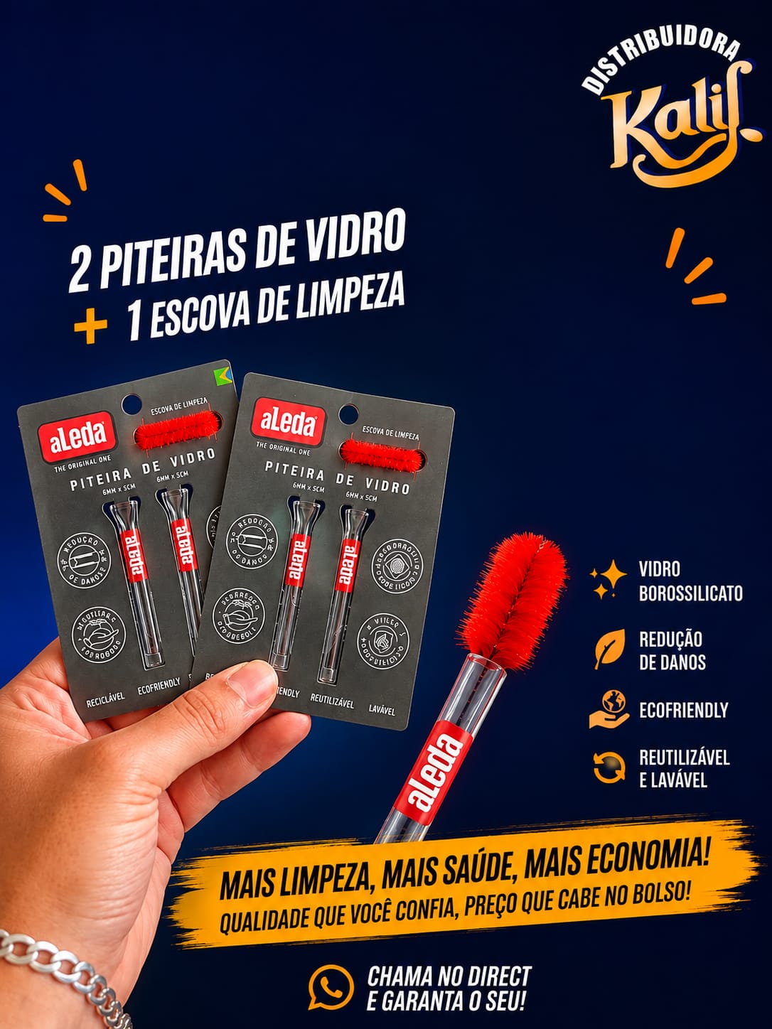 2 Piteiras de Vidro aLeda + Escova
