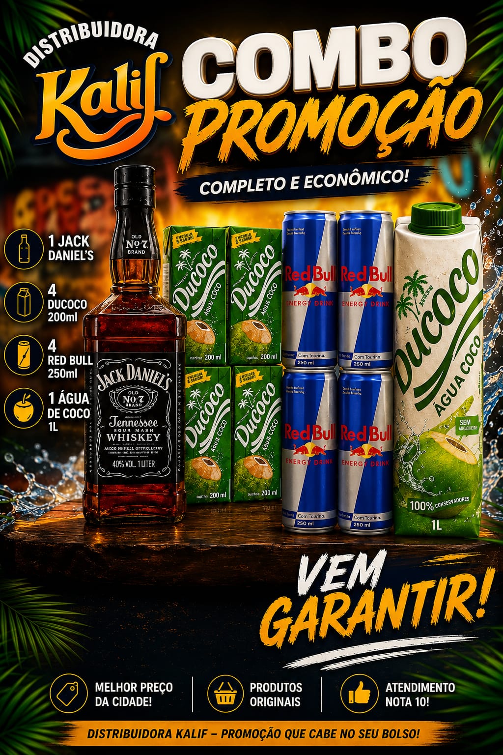 Jack Daniel's + 4 Red Bull + Ducoco 1L
